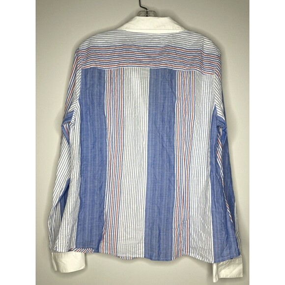 TOMMY HILFIGER Shirt Women XL Blue Red White Button Up Striped Americana - Picture 5 of 5